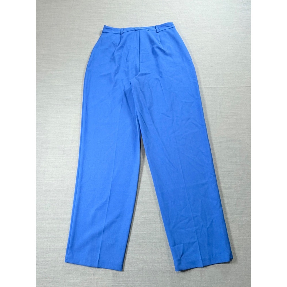 Primark Cares Cobalt Blue Pleated Trousers High Waist Straight Leg Pants Size 6